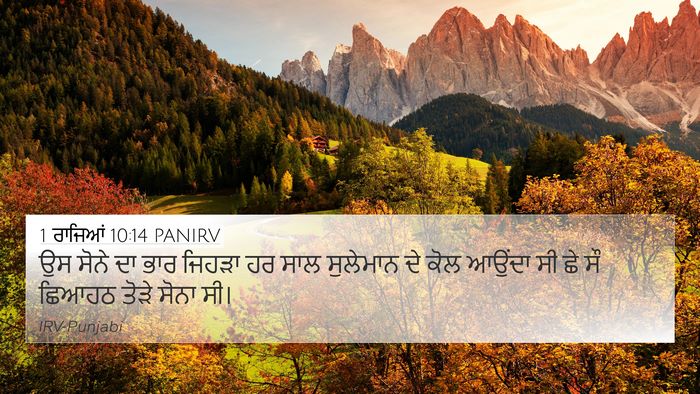 1 ਰਾਜਿਆਂ 10:14 PANIRV Bible Verse Image