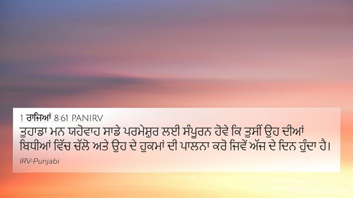 1 ਰਾਜਿਆਂ 8:61 PANIRV Bible Verse Image