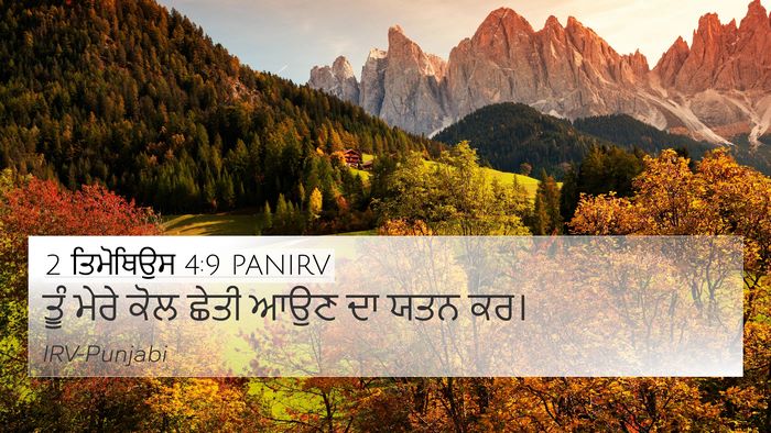 2 ਤਿਮੋਥਿਉਸ 4:9 PANIRV 4K Wallpaper - ਤੂੰ ਮੇਰੇ ਕੋਲ ਛੇਤੀ - 4K Wallpaper Bible Verse