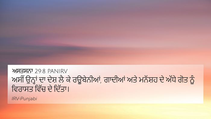 ਅਸਤਸਨਾ 29:8 PANIRV Bible Verse Image