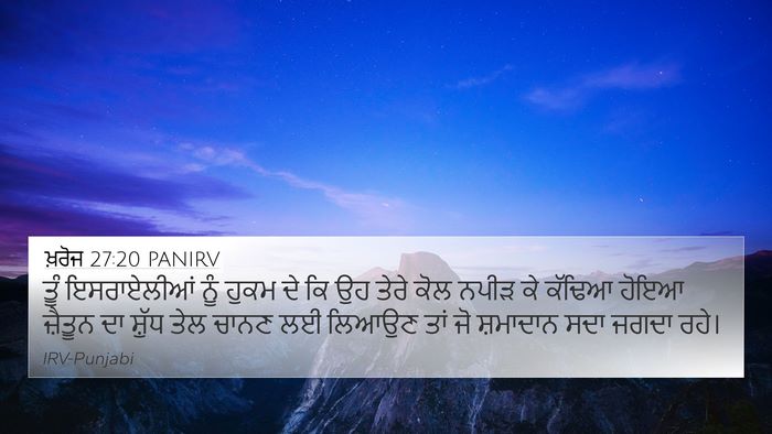 ਖ਼ਰੋਜ 27:20 PANIRV Bible Verse Image