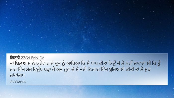 ਗਿਣਤੀ 22:34 PANIRV 4K Wallpaper - ਤਾਂ ਬਿਲਆਮ ਨੇ - 4K Wallpaper Bible Verse