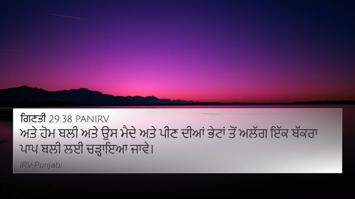 ਗਿਣਤੀ 29:38 PANIRV 4K Wallpaper - ਅਤੇ ਹੋਮ ਬਲੀ ਅਤੇ ਉਸ - 4K Wallpaper Bible Verse