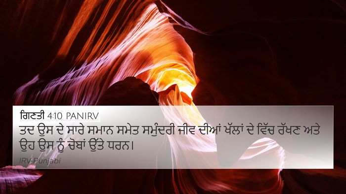 ਗਿਣਤੀ 4:10 PANIRV 4K Wallpaper - ਤਦ ਉਸ ਦੇ ਸਾਰੇ ਸਮਾਨ - 4K Wallpaper Bible Verse