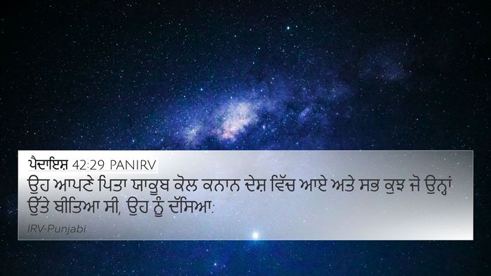 ਪੈਦਾਇਸ਼ 42:29 PANIRV 4K Wallpaper - ਉਹ ਆਪਣੇ ਪਿਤਾ ਯਾਕੂਬ - 4K Wallpaper Bible Verse