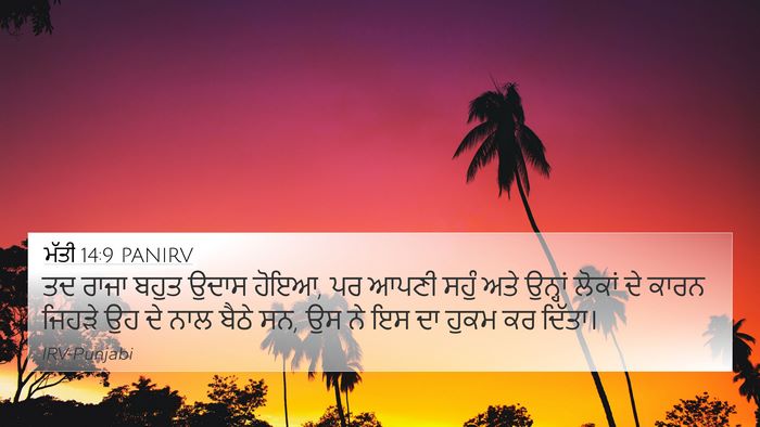 ਮੱਤੀ 14:9 PANIRV 4K Wallpaper - ਤਦ ਰਾਜਾ ਬਹੁਤ ਉਦਾਸ - 4K Wallpaper Bible Verse