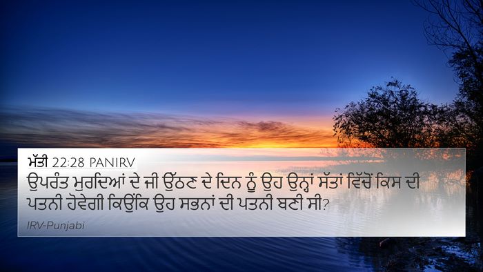 ਮੱਤੀ 22:28 PANIRV 4K Wallpaper - ਉਪਰੰਤ ਮੁਰਦਿਆਂ ਦੇ - 4K Wallpaper Bible Verse