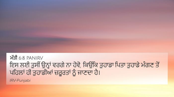 ਮੱਤੀ 6:8 PANIRV Bible Verse Image