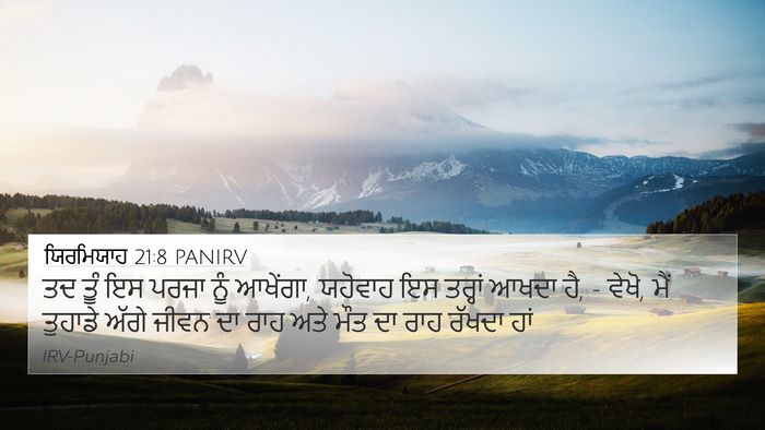 ਯਿਰਮਿਯਾਹ 21:8 PANIRV 4K Wallpaper - ਤਦ ਤੂੰ ਇਸ ਪਰਜਾ ਨੂੰ - 4K Wallpaper Bible Verse