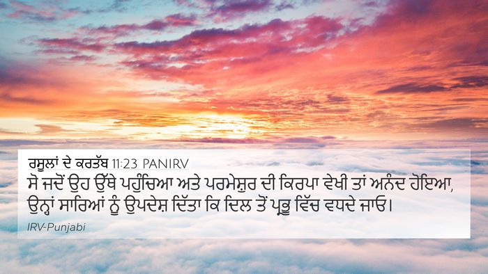 ਰਸੂਲਾਂ ਦੇ ਕਰਤੱਬ 11:23 PANIRV Bible Verse Image