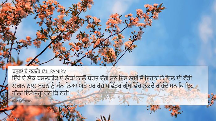 ਰਸੂਲਾਂ ਦੇ ਕਰਤੱਬ 17:11 PANIRV Bible Verse Image