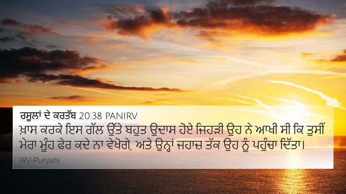 ਰਸੂਲਾਂ ਦੇ ਕਰਤੱਬ 20:38 PANIRV Bible Verse Image