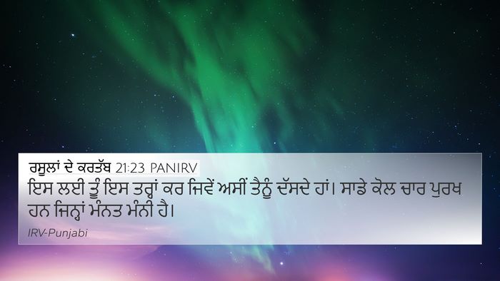 ਰਸੂਲਾਂ ਦੇ ਕਰਤੱਬ 21:23 PANIRV Bible Verse Image
