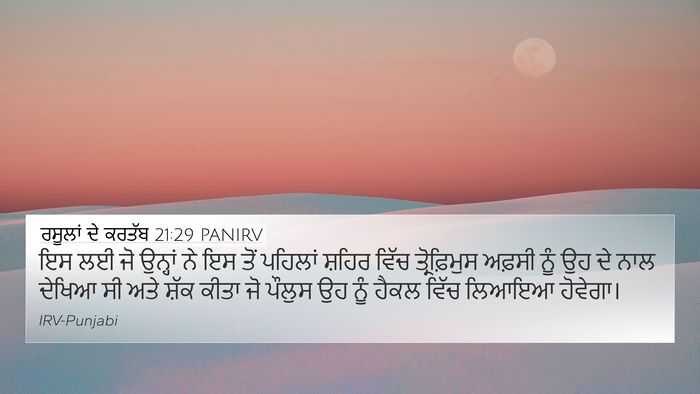 ਰਸੂਲਾਂ ਦੇ ਕਰਤੱਬ 21:29 PANIRV Bible Verse Image