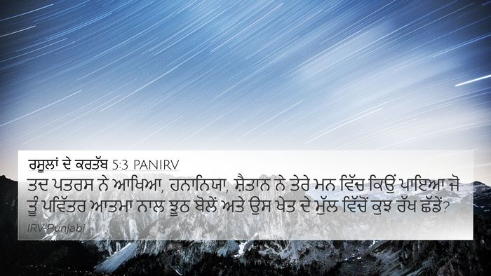 ਰਸੂਲਾਂ ਦੇ ਕਰਤੱਬ 5:3 PANIRV Bible Verse Image