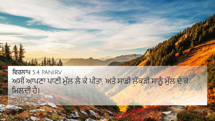 ਵਿਰਲਾਪ 5:4 PANIRV 4K Wallpaper - ਅਸੀਂ ਆਪਣਾ ਪਾਣੀ - 4K Wallpaper Bible Verse