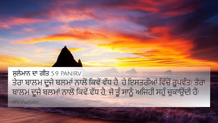ਸੁਲੇਮਾਨ ਦਾ ਗੀਤ 5:9 PANIRV Bible Verse Image