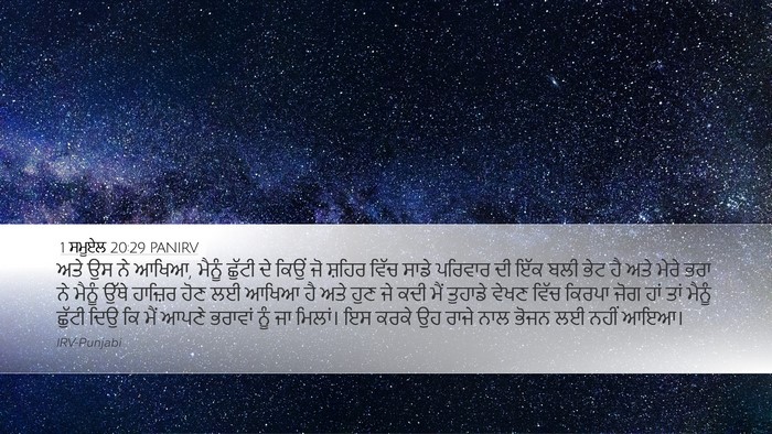 1 ਸਮੂਏਲ 20:29 PANIRV Bible Verse Image