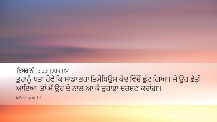 ਇਬਰਾਨੀ 13:23 PANIRV Bible Verse Image