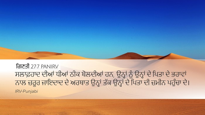 ਗਿਣਤੀ 27:7 PANIRV Desktop Wallpaper - ਸਲਾਫ਼ਹਾਦ ਦੀਆਂ - Desktop Bible Verse Wallpaper