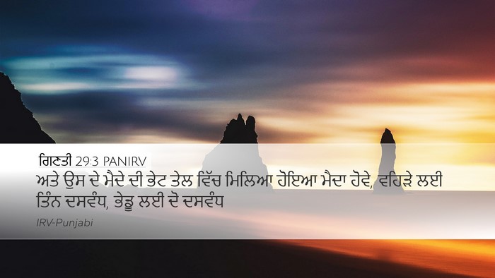 ਗਿਣਤੀ 29:3 PANIRV Desktop Wallpaper - ਅਤੇ ਉਸ ਦੇ ਮੈਦੇ ਦੀ - Desktop Bible Verse Wallpaper