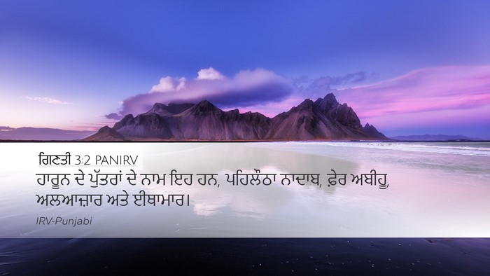 ਗਿਣਤੀ 3:2 PANIRV Desktop Wallpaper - ਹਾਰੂਨ ਦੇ ਪੁੱਤਰਾਂ - Desktop Bible Verse Wallpaper