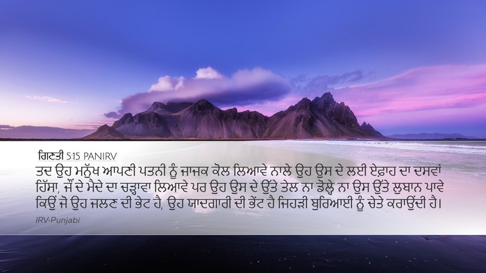 ਗਿਣਤੀ 5:15 PANIRV Desktop Wallpaper - ਤਦ ਉਹ ਮਨੁੱਖ ਆਪਣੀ - Desktop Bible Verse Wallpaper