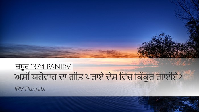 ਜ਼ਬੂਰ 137:4 PANIRV Desktop Wallpaper - ਅਸੀਂ ਯਹੋਵਾਹ ਦਾ ਗੀਤ - Desktop Bible Verse Wallpaper