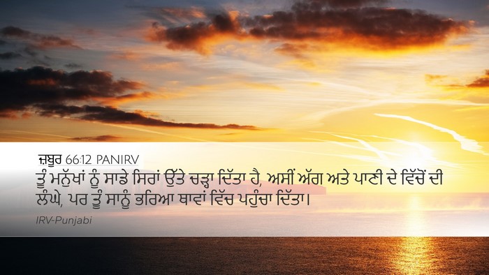 ਜ਼ਬੂਰ 66:12 PANIRV Desktop Wallpaper - ਤੂੰ ਮਨੁੱਖਾਂ ਨੂੰ - Desktop Bible Verse Wallpaper