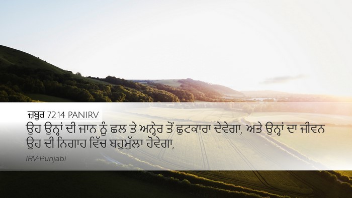 ਜ਼ਬੂਰ 72:14 PANIRV Desktop Wallpaper - ਉਹ ਉਨ੍ਹਾਂ ਦੀ ਜਾਨ - Desktop Bible Verse Wallpaper
