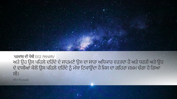 ਪਰਕਾਸ਼ ਦੀ ਪੋਥੀ 13:12 PANIRV Bible Verse Image