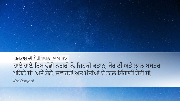 ਪਰਕਾਸ਼ ਦੀ ਪੋਥੀ 18:16 PANIRV Bible Verse Image