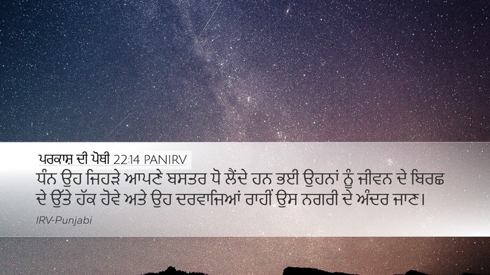 ਪਰਕਾਸ਼ ਦੀ ਪੋਥੀ 22:14 PANIRV Bible Verse Image