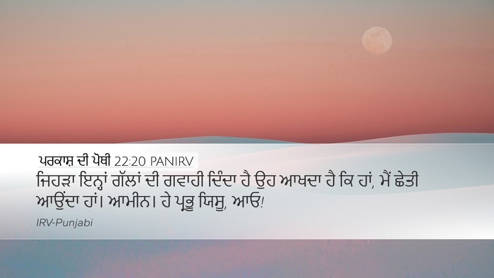 ਪਰਕਾਸ਼ ਦੀ ਪੋਥੀ 22:20 PANIRV Bible Verse Image