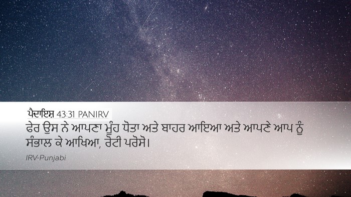 ਪੈਦਾਇਸ਼ 43:31 PANIRV Desktop Wallpaper - ਫੇਰ ਉਸ ਨੇ ਆਪਣਾ ਮੂੰਹ - Desktop Bible Verse Wallpaper