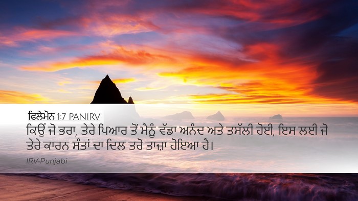 ਫਿਲੇਮੋਨ 1:7 PANIRV Desktop Wallpaper - ਕਿਉਂ ਜੋ ਭਰਾ, ਤੇਰੇ - Desktop Bible Verse Wallpaper