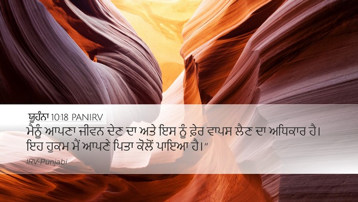 ਯੂਹੰਨਾ 10:18 PANIRV Desktop Wallpaper - ਮੈਨੂੰ ਆਪਣਾ ਜੀਵਨ - Desktop Bible Verse Wallpaper