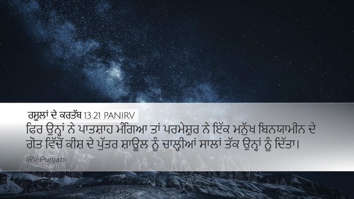 ਰਸੂਲਾਂ ਦੇ ਕਰਤੱਬ 13:21 PANIRV Bible Verse Image