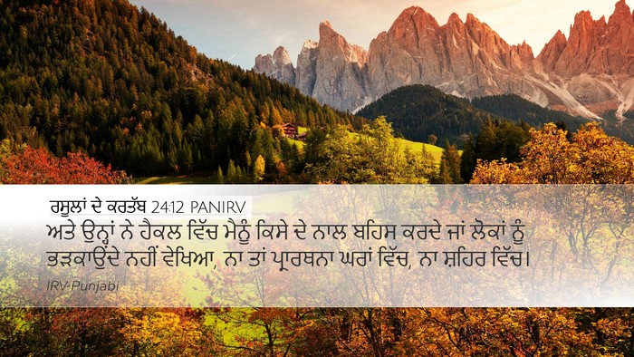 ਰਸੂਲਾਂ ਦੇ ਕਰਤੱਬ 24:12 PANIRV Bible Verse Image