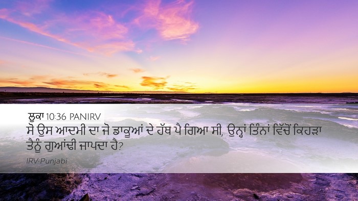 ਲੂਕਾ 10:36 PANIRV Desktop Wallpaper - ਸੋ ਉਸ ਆਦਮੀ ਦਾ ਜੋ - Desktop Bible Verse Wallpaper