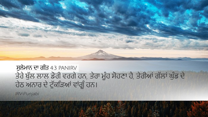 ਸੁਲੇਮਾਨ ਦਾ ਗੀਤ 4:3 PANIRV Desktop Wallpaper - ਤੇਰੇ ਬੁੱਲ ਲਾਲ ਡੋਰੀ - Desktop Bible Verse Wallpaper
