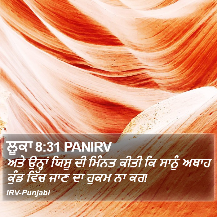 ਲੂਕਾ 8:31 PANIRV - ਅਤੇ ਉਨ੍ਹਾਂ ਯਿਸੂ ਦੀ