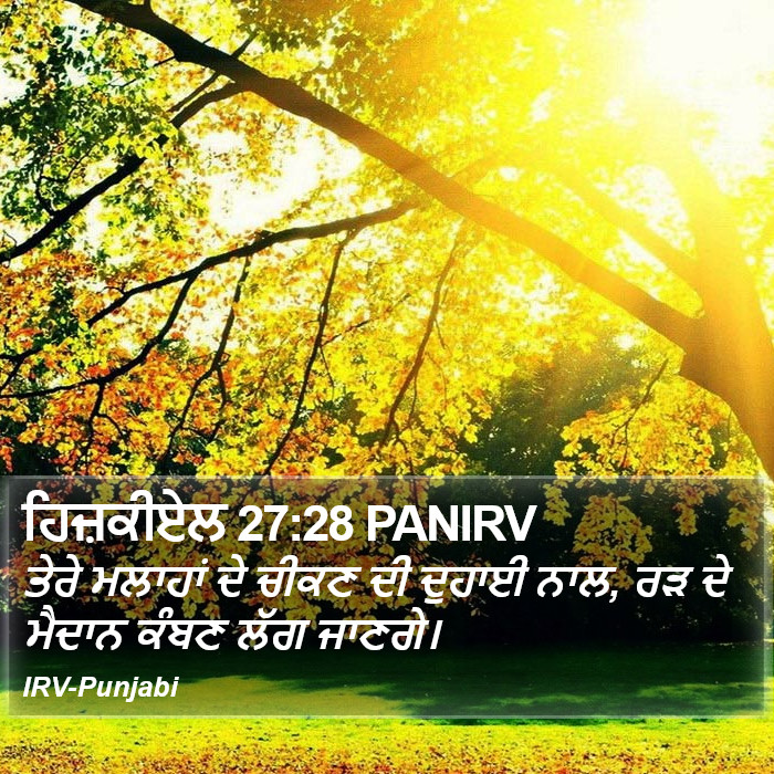 ਹਿਜ਼ਕੀਏਲ 27:28 PANIRV - ਤੇਰੇ ਮਲਾਹਾਂ ਦੇ