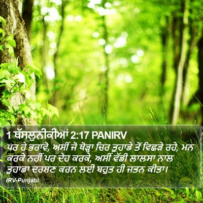 1 ਥੱਸਲੁਨੀਕੀਆਂ 2:17 PANIRV Bible Verse Image