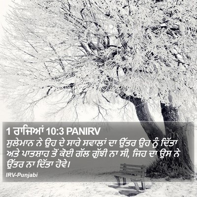 1 ਰਾਜਿਆਂ 10:3 PANIRV Bible Verse Image