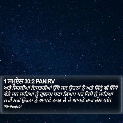 1 ਸਮੂਏਲ 30:2 PANIRV Bible Verse Image