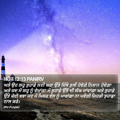 ਖ਼ਰੋਜ 12:13 PANIRV Bible Verse Image