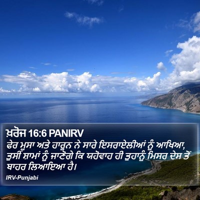 ਖ਼ਰੋਜ 16:6 PANIRV Bible Verse Image