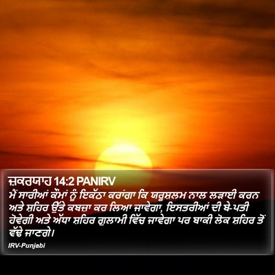 ਜ਼ਕਰਯਾਹ 14:2 PANIRV Bible Verse Image