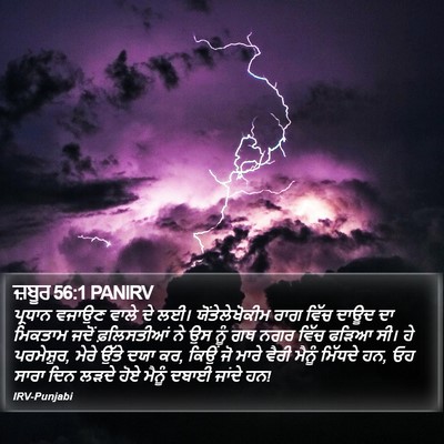 ਜ਼ਬੂਰ 56:1 PANIRV Bible Verse Image
